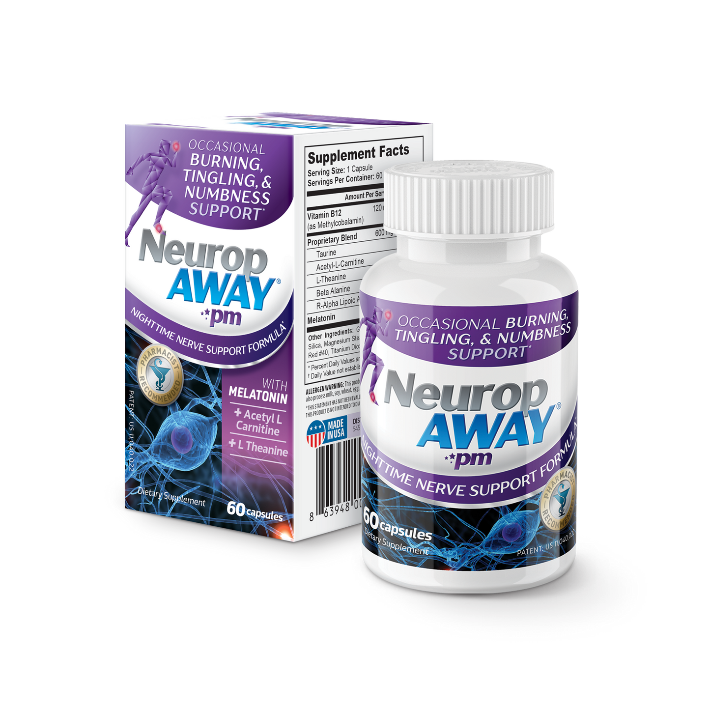 NeuropAWAY® PM Nighttime Nerve Support Formula (3-Pack)