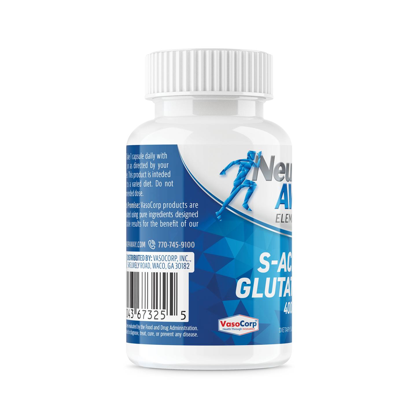 S-Acetyl-Glutathione 400mg Acid Resistant Capsules 60ct (60 400mg Capsules Per Bottle)